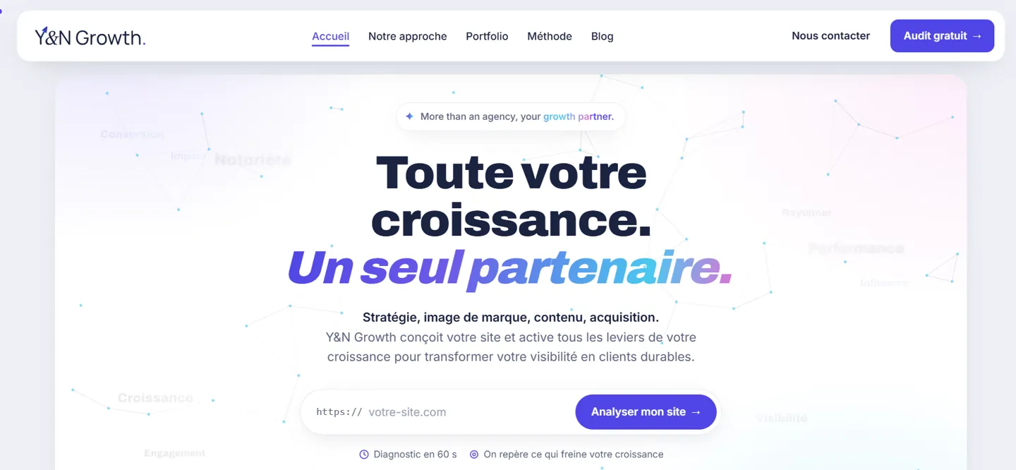 Y&N Growth, page d'accueil